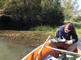 Lauren Townley records water quality data in the Finger Lakes region.